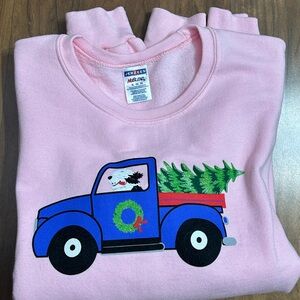 Jerzees Women's XL Crewneck Pink Sweatshirt with Christmas Graphic Size XL
